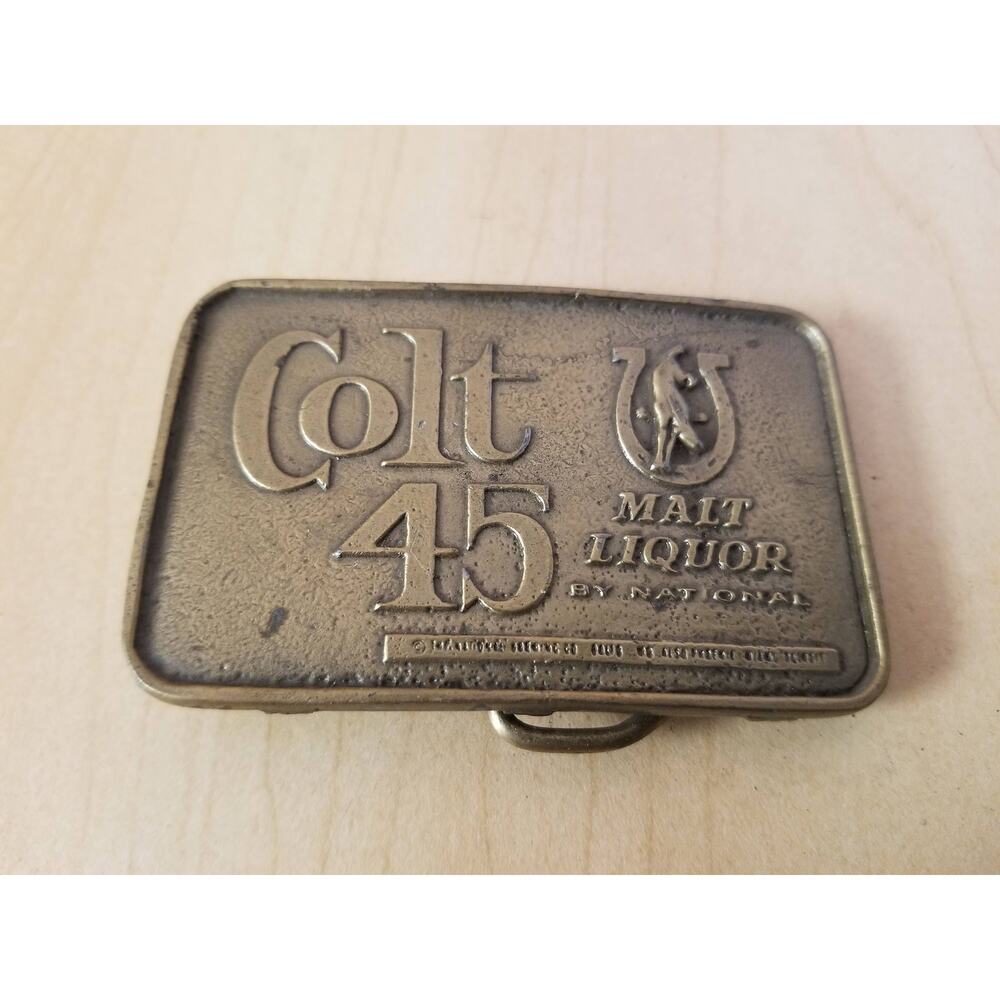 Vintage Colt 45 Malt Liquor by National Brewing Company Brass Advertising Buckle
